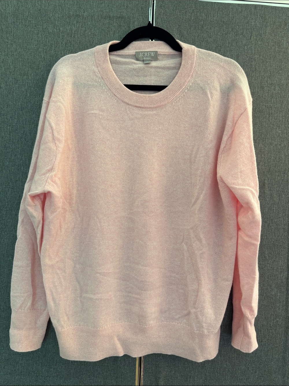 J. Crew Cashmere Crewneck Sweater in Light Pink